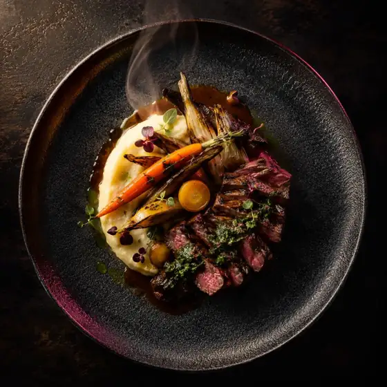 Plato emplatado con dirección de arte y fotografía de producto